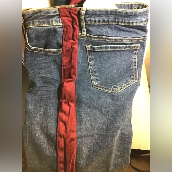 Blue Desire Women’s Blue with wine velvet side trim Skinny Jeans/ JR Size 9 - Picture 4 of 4